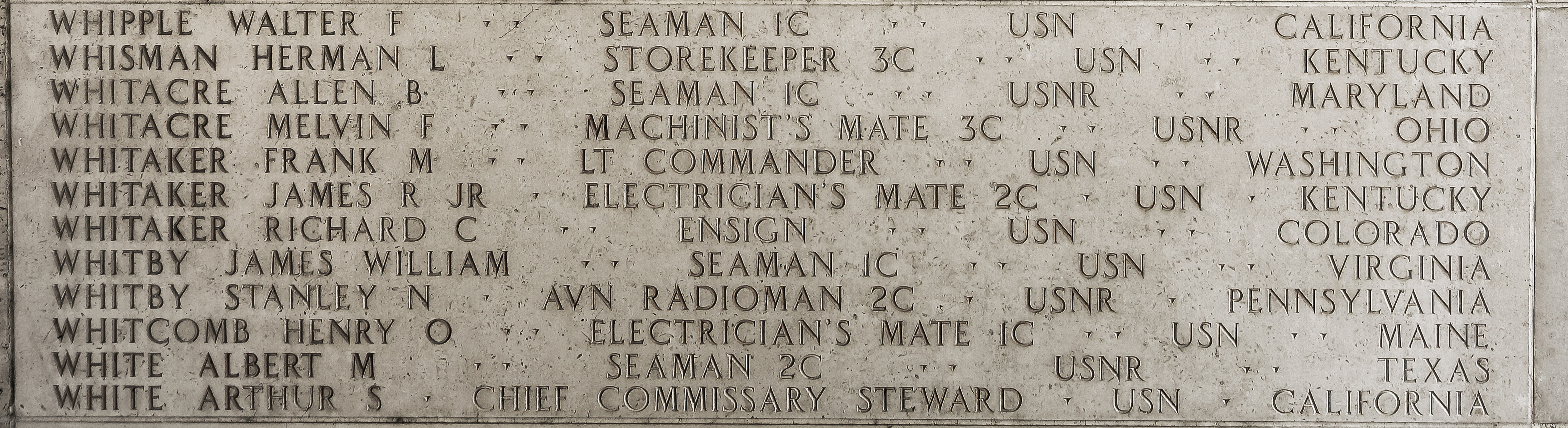 Arthur S. White, Chief Commissary Steward